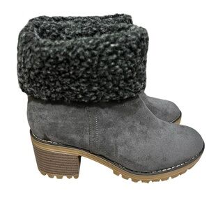 Corkys Cotton Sherpa Boots in Grey Faux Suede